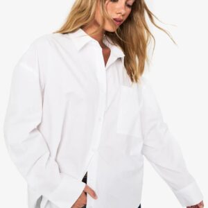 Cotton Poplin Oversized Longline Shirt