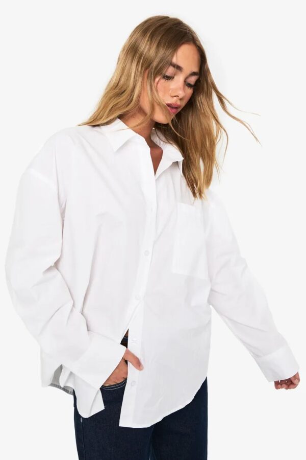 Cotton Poplin Oversized Longline Shirt