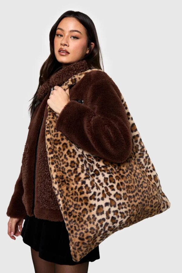 Leopard Faux Fur Tote Bag
