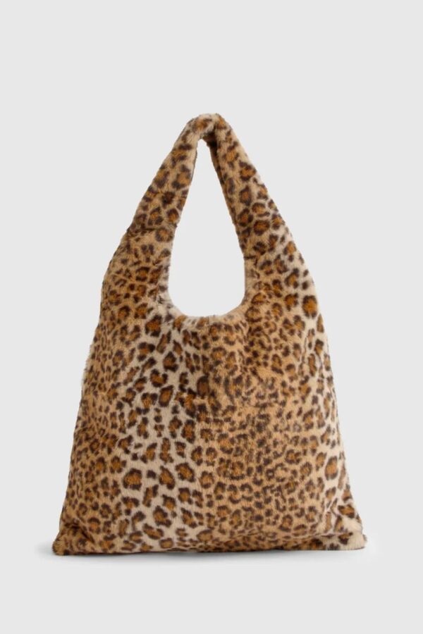 Leopard Faux Fur Tote Bag - Image 3