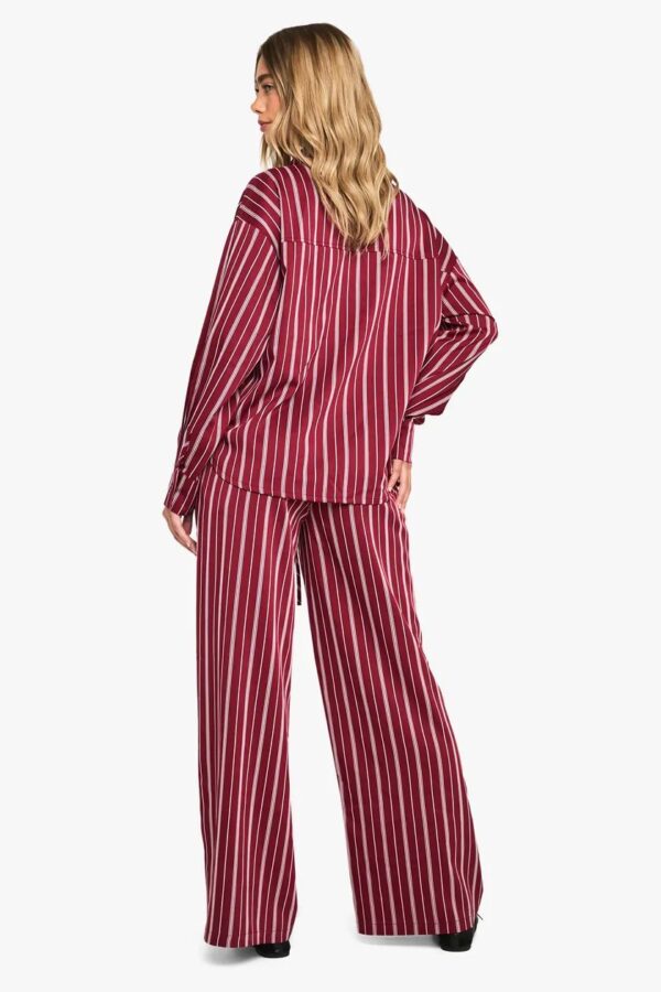 Pinstripe Wide Leg Drawcord Waist Trousers - Image 3