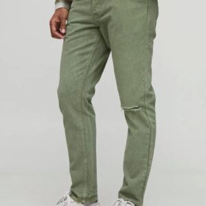 Slim Fit Subtle Ripped Tinted Jeans With Let Down Hem