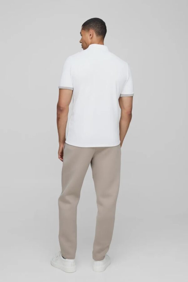 Slim Panelled Zip Neck Interlock Polo - Image 2