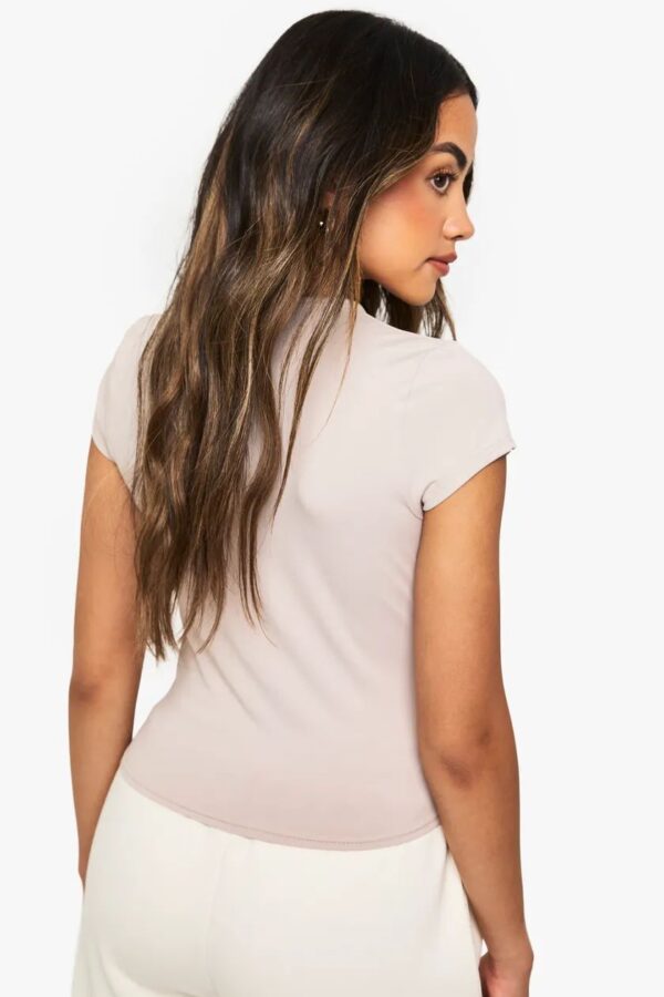 Soft Slinky Cap Sleeve Crew Neck Top - Image 3