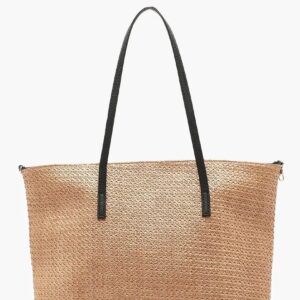 Straw PU Handle Beach Bag