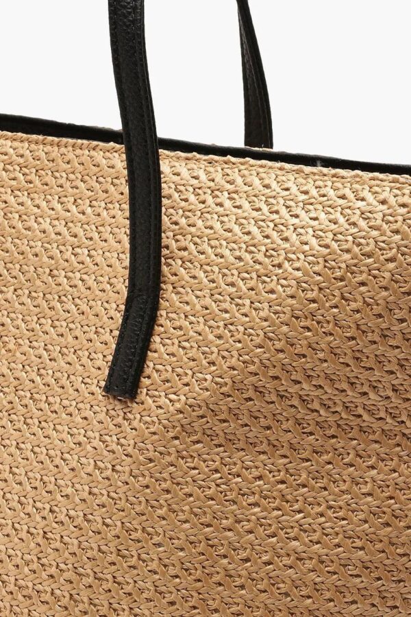 Straw PU Handle Beach Bag - Image 3