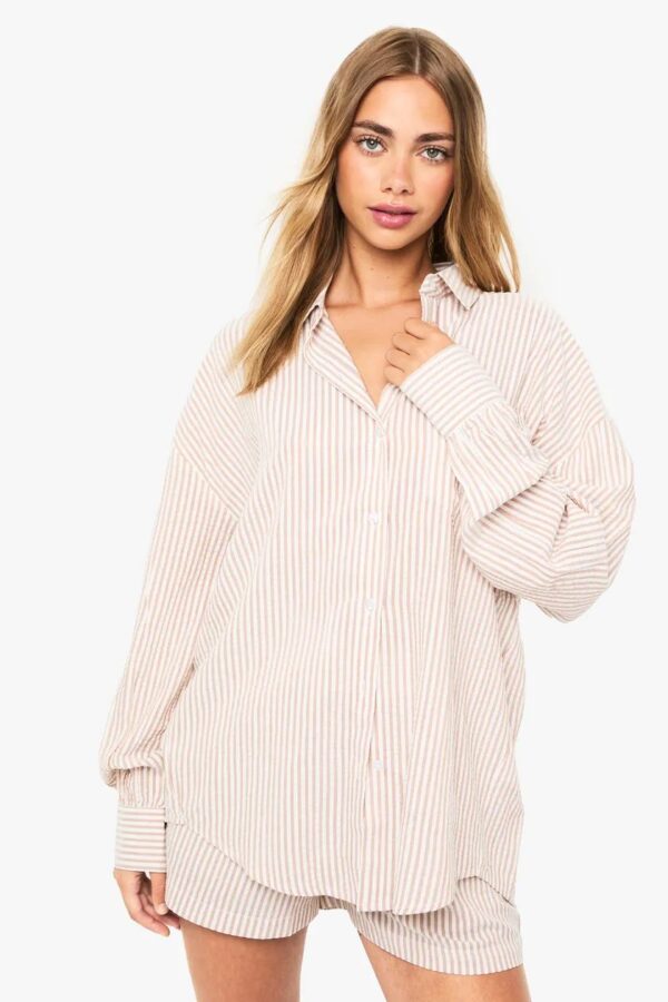 Textured Stripe Relaxed Fit Shirt - Image 2