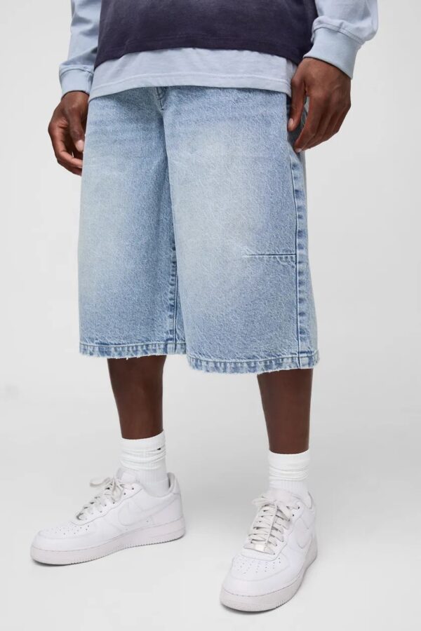 Washed Distressed Hem Jorts