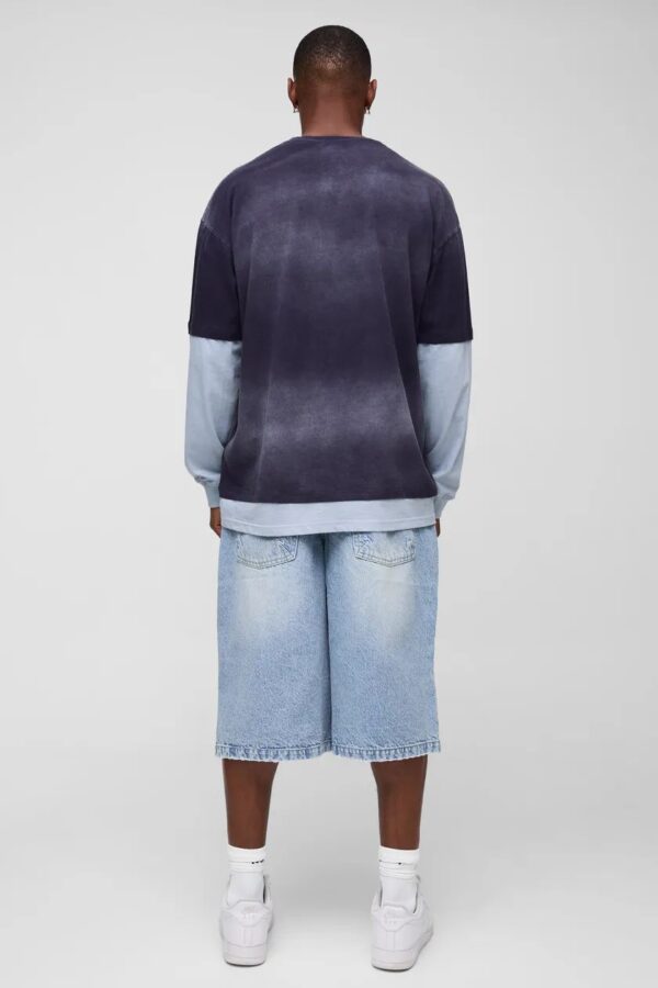 Washed Distressed Hem Jorts - Image 2